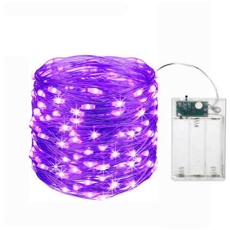 20 LED Lichterketten Batteriebetriebene Mini LED Lichterkette 2M Innen- und Außendekoration Licht für Schlafzimmer Weihnachten Hochzeit Party Hausgarten, Lila [Energieklasse A+]