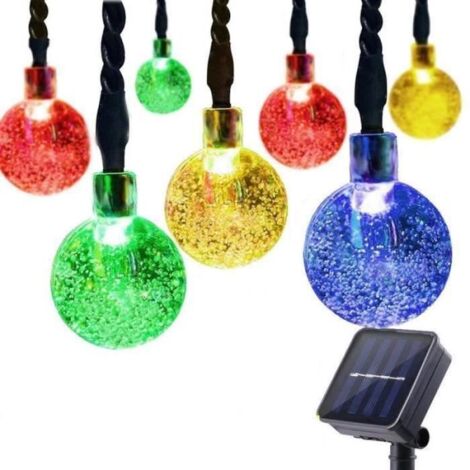 20 LED S 5 M Multicolore boule de cristal lampe solaire, guirlande lumineuse solaire pour jardin et décoration de Noël.