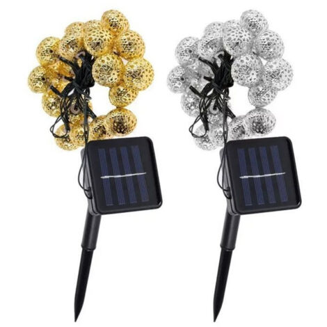 20 luci a globo in metallo giallo argento con timer per decorazioni per la casa, matrimoni, Natale, interni ed esterni, 5 m