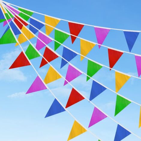 20 m lange Girlande mit 40 dreieckigen Nylonfähnchen, wiederverwendbar für Garten/Party