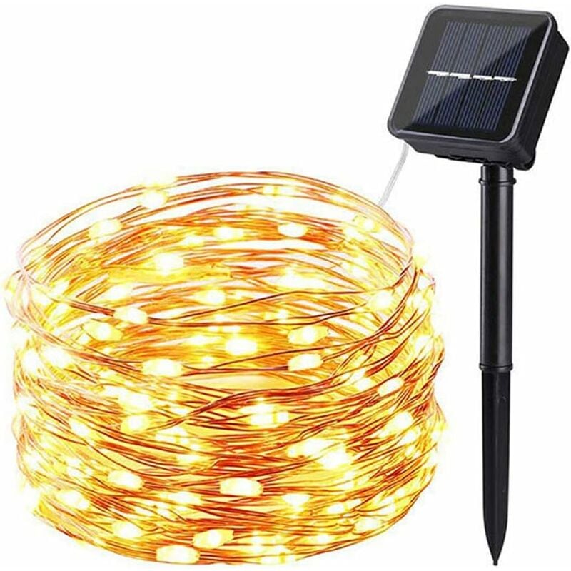 20 M200 LED Guirlande Lumineuse Solaire Extérieure Étanche Fil De Cuivre 8 Motif Clignotant LED Sapin De Noël Guirlande Lumineuse Blanc Chaud-Fei Yu