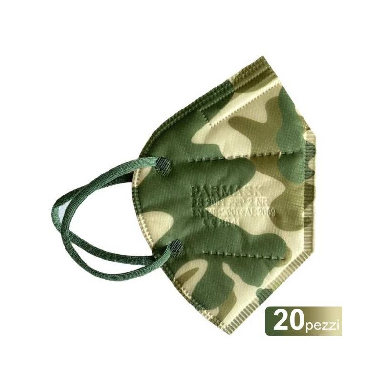 Image of Trade Shop - 20 Mascherine Protettive Ffp2 Senza Valvola Mascherina Mimetica Militare Verde