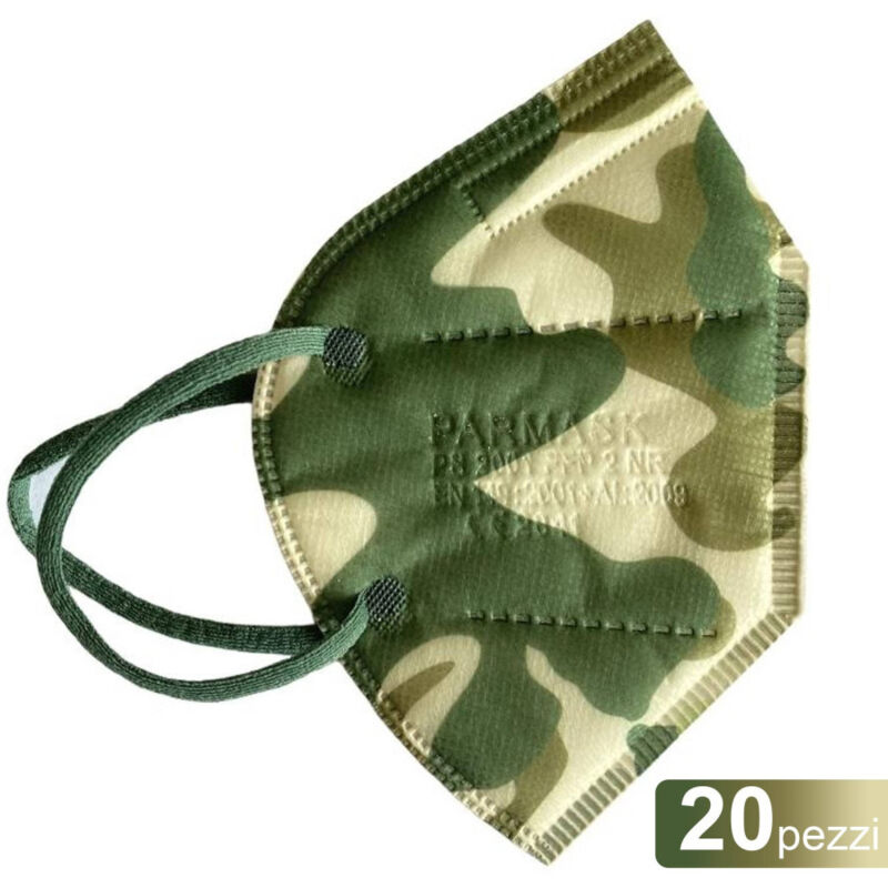 Image of Trade Shop Traesio - 20 Mascherine Protettive Ffp2 Senza Valvola Mascherina Mimetica Militare Verde -