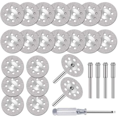 20 mini discos de corte de diamante para Dremel con mandril de 3 mm para cortar piedra, vidrio y cerámica.