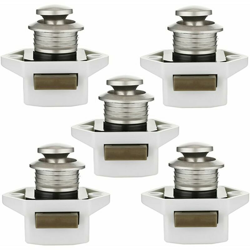 20 mm Bouton poussoir Verrou armoire Loquet sans clé 5pcs, Bouton de porte placard Serrure de meuble Fermoir pour RV caravane tiroir camping-car