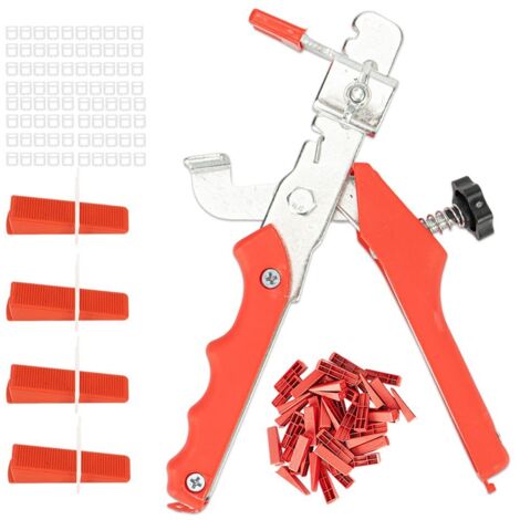 2,0 MM Kit D’aide À La Pose De Carrelage, Kit De Nivellement Pour Carrelage Avec 1 Pince, 500 Clips(2,0 Mm), 100 Cales Réutilisable
