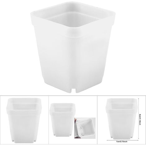 20 moderne Miniaturtöpfe für Sukkulenten, kleine quadratische, abwaschbare Kunststofftöpfe (weiß)