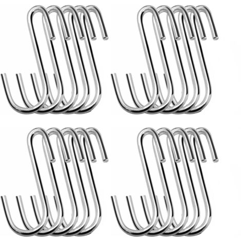 20 Pack 2.3 Inch Silver Heavy Duty S Hooks for Kitchen, Bathroom, Bedroom and Office