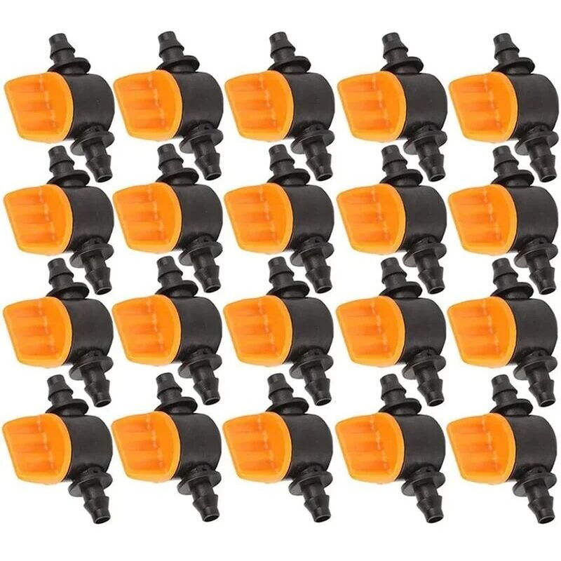 20 Pack 6.35mm Mini Drip Irrigation Valve for 4/7mm Irrigation Pipe (4/7 Straight Thin Tube Through Control Valve)