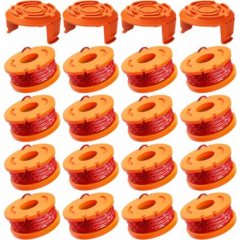 20 Pack Bobine Fil Coupe Bordure 3 m - WA0004.1/WA0010 Coupe Bordures Ø1,65 mm, Bobine de Fil Debroussailleuse(16 Fil Coupe Bordure,4 Couvercle)