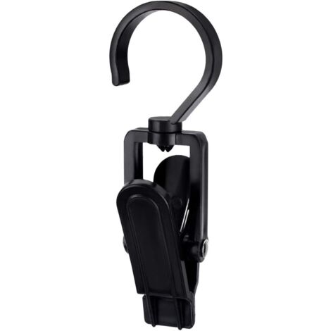 20 Pack Hook Accessory Clips - Plastic Hangers with Clamp and Notches Rotating Hooks Clips for Shoes/Boots Black