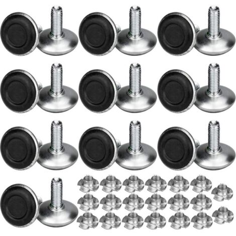 20 Pack Pied Vérin Réglable Pour Meuble, Pied de Nivellement Aevc T-écrou Filetage M8x20x30mm, Vis Support de Nivellement Pieds de meuble, Chaise, Table