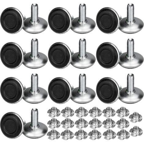 20 Pack Pied Vérin Réglable Pour Meuble, Pied de Nivellement Aevc T-écrou Filetage M8x20x30mm, Vis Support de Nivellement Pieds de meuble, Chaise, Table