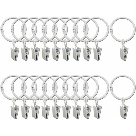 20 Pack Shower Curtain Rings with Decorative Clips Rust Proof 3.2cm