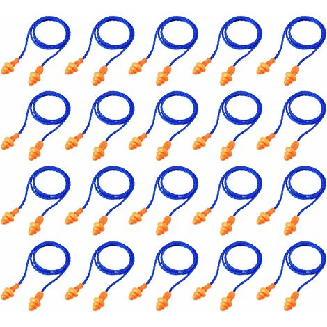 20 paia di tappi per le orecchie con filo tappi per le orecchie in silicone riutilizzabili tappi per le orecchie tappi per la cancellazione del rumore per la protezione dell'udito (blu), SOEKAVIA