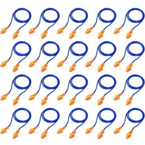 20 Paires Bouchons d'oreille avec Cordon Réutilisables Bouchons d'oreille en Silicone du Sommeil Bouchons(Bleu)