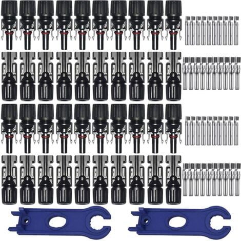 20 Paires Connecteur MC4 Solaire Photovoltaïque, OUYLAF, Connecteur PV Mâle/Femelle, Double Anneaux Joint étanche, pour Photovoltaïque Panneau Solaire Cable Accessoires