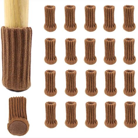 20 paires de chaussettes de meubles en tricot antidérapantes pour pieds de chaise, empêchent les rayures et réduisent le bruit, se déplacent facilement, marron，HANBING