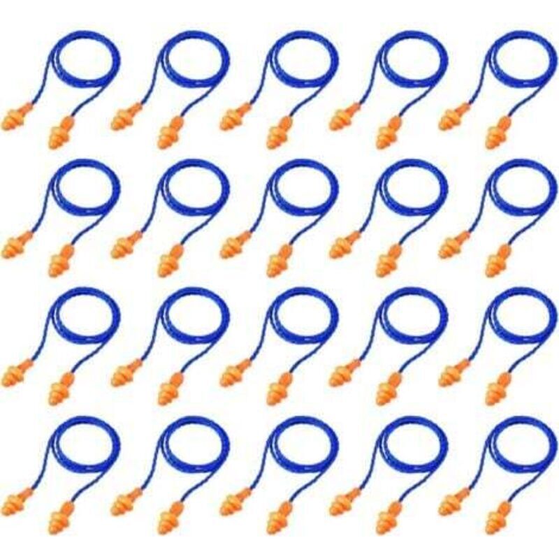 20 Pairs, Blue, Cord Earplugs, Reusable Silicone Earplugs with Cord, Noise-Canceling Earplugs for Sleeping, Hearing Protection