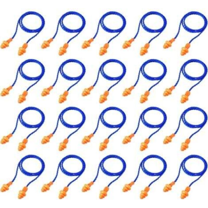 20 Pairs, Blue, Corded Earplugs Reusable Silicone Ear Plugs with Cord Anti-Noise Earplug for Sleep Hearing Protection