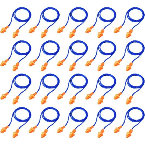 20 Pairs Cord Ear Plugs, Reusable Silicone Ear Plugs with Rope, Noise Cancelling Ear Plugs for Sleeping, Hearing Protection, Blue