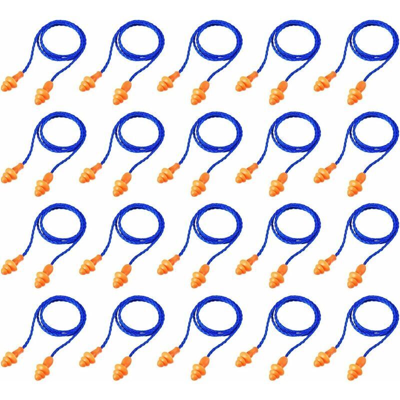 20 Pairs Reusable Silicone Earplugs with Lanyard, Noise Cancelling Earplugs for Sleeping and Hearing Protection, Blue