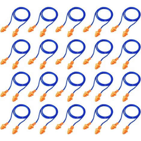 20 Pairs Reusable Silicone Earplugs with Lanyard, Noise Cancelling Earplugs for Sleeping and Hearing Protection, Blue
