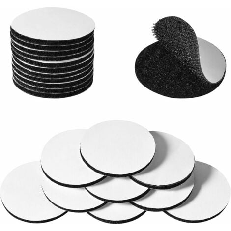 20 Pairs Scratch Round Sticker, 6cm Double Sided Velcro Tape Extra Strong  Self Adhesive Backing Pads Adhesive (black + White)