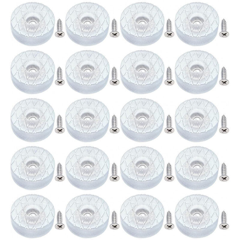 20 patins de protection de sol ronds en silicone de 30 mm, antidérapants et silencieux, avec vis, adaptés aux pieds de canapé, coussins de chaise