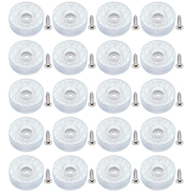20 patins de protection de sol ronds en silicone de 30 mm, antidérapants et silencieux, avec vis, adaptés aux pieds de canapé, coussins de chaise