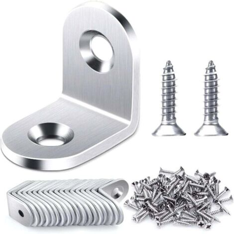 20 PCS 20x20mm Right Angle Bracket, Stainless Steel 90 Degree Corner Bracket, L-Shaped Angle Bracket, Supplied with Screws