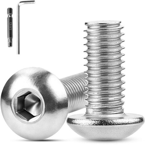 20 pcs 304 Vis Tete Vis Inox M8x25 mm Bombee Six Pans Creux Visserie Allen à Tête Bombée à Tête Bombée pour l'installation de Meubles Assemblage en Bois