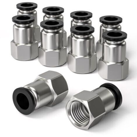 20 Pcs 6mm diamètre extérieur du manchon de carte x 1/4 "BSP femelle traversant raccord pneumatique Push-in, PCF6-02 adaptateur de ligne d'air à libération rapide