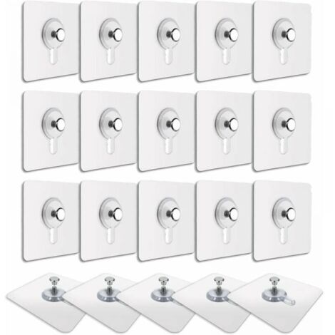 20 Pcs Accroches Tableau sans Percer, Fixation Cadre sans Percer, Accroche Cadre sans Percer Adhesif Imperméable Amovible Autocollant Anti-trace, Crochet Tableau Adhésif Transparent