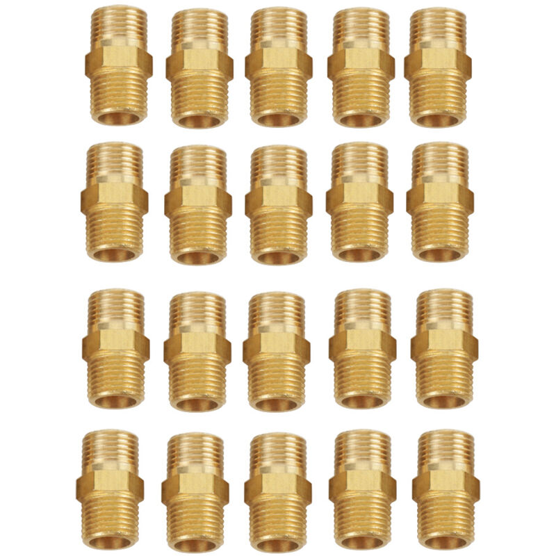 20 Pcs Adaptateur rapide 1/8 bsp à 1/8 bsp pour tuyau en laiton avec embout hexagonal