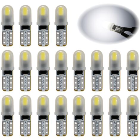 20 PCS Ampoules T5 LED, 12V blanches 3014 SMD, remplacement pour tableau de bord, compteur, éclairage intérieur voiture, PC74 2721 286 27 37, 40LM, 0.6W, format compact, installation facile