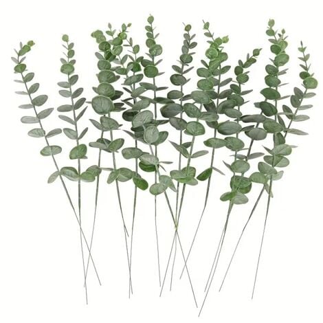 20 Pcs Artificial Eucalyptus Branches Faux Eucalyptus Artificial Eucalyptus Stems Simulation Eucalyptus Leaves Artificial Plant for Wedding Home Kitchen Decoration, Grey Green