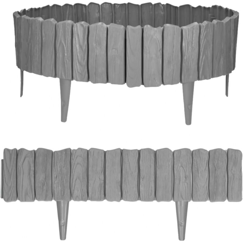Aiperq - 20 Pcs Bordure de Jardin Bordure de Pelouse de Jardin Clôture Bordure Gris Bords de Pelouse de Jardin en Plastique Palissade Clôture Effet