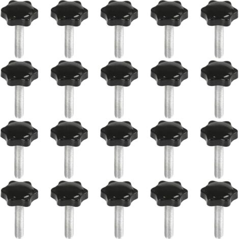 20 Pcs Boutons en Plastique M8 x 40 mm, Vis en Forme d'Étoile pour Outils, Noir