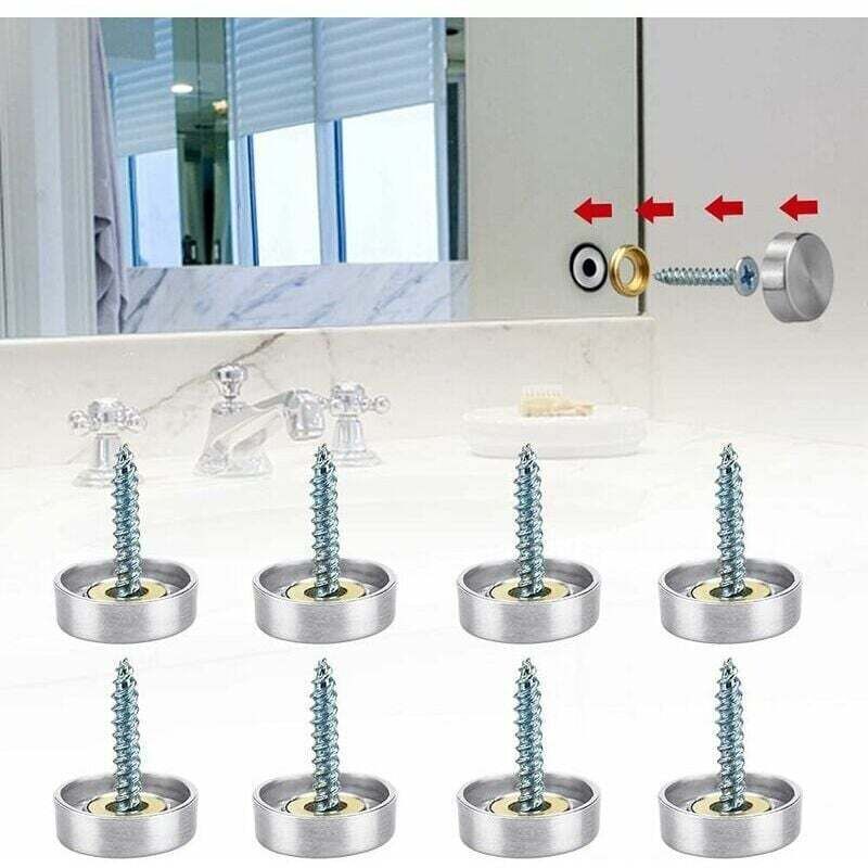 20 Pcs Cache Vis en Acier Inox Cache Vis Decoratif Antirouille Vis à Miroir avec Joint Cache Vis Inox Brossé Cache Vis Etanche Vis Miroir Clou Cache