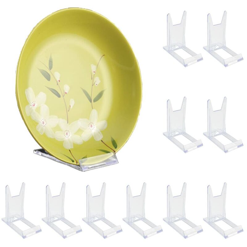 Image of 20 Pcs Clear Adjustable Display Stands Plate Holders Plastic Display Clear Easels Book Stands for Menu Advertisement Plate Photo