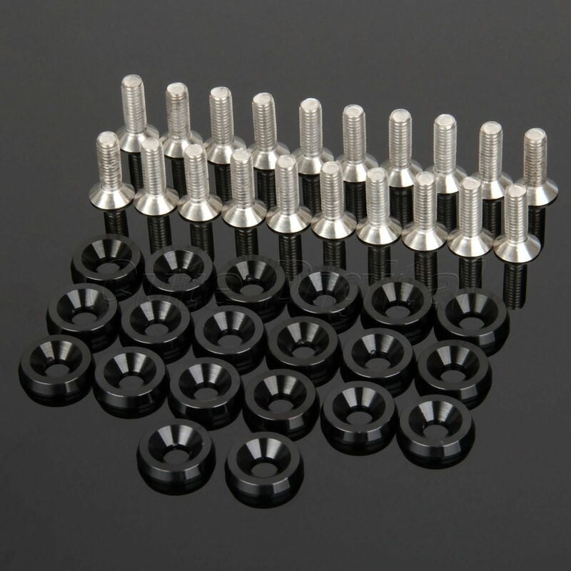 20 pcs CNC En Aluminium Pare-chocs Fender Rondelle Boulon Moteur Bay Dress Up Kit M6x15mm (Argent 20PCS) Hasaki