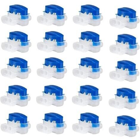 20 Pcs connecteur de câble étanche 3 trous connecteurs de fils électriques sertis connecteur de tondeuse à gazon rempli de gel avec, 314 Connecteurs de Câble Parfait pour Jardin et Extérieur (bleu)