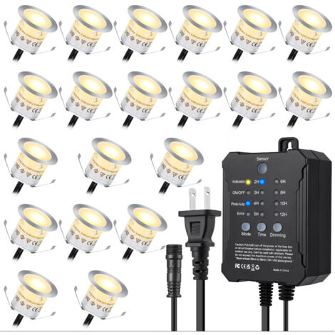 20 pcs éclairage LED encastré pour terrasse,IP67,12V,gradation
