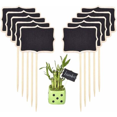 20 pcs Étiquettes de Plantes en Bois, Mini Étiquettes de Plantes Tableau Noir, pour Plante d'Intérieur Jardin Potager Balcon Décoration de Jardin d'Herbes