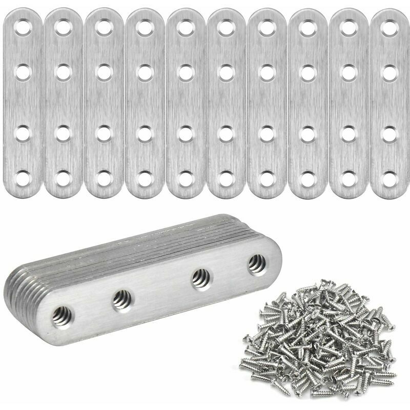 20 Pcs Fixation Droits Plats Plaques Équerre de Fixation Droit Plats en Acier Inoxydable Supports d’Angle Plats Rejoignant Assiette Connecteur avec