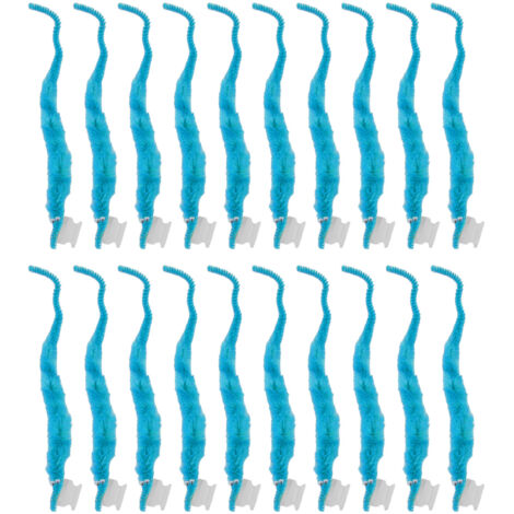 20 Pcs Furry Worm Soft Touch Plush Material Cute Style DIY Compact Portable Fuzzy Worms for Party Light Blue