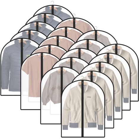 20 PCS Housses de Vêtements, Housse Vetements à Suspendre, Housses de Protection avec zip pour Chemsie/Veste/T-shirt, Anti Poussière Etanche Mite Humidité - 60 x 80cm