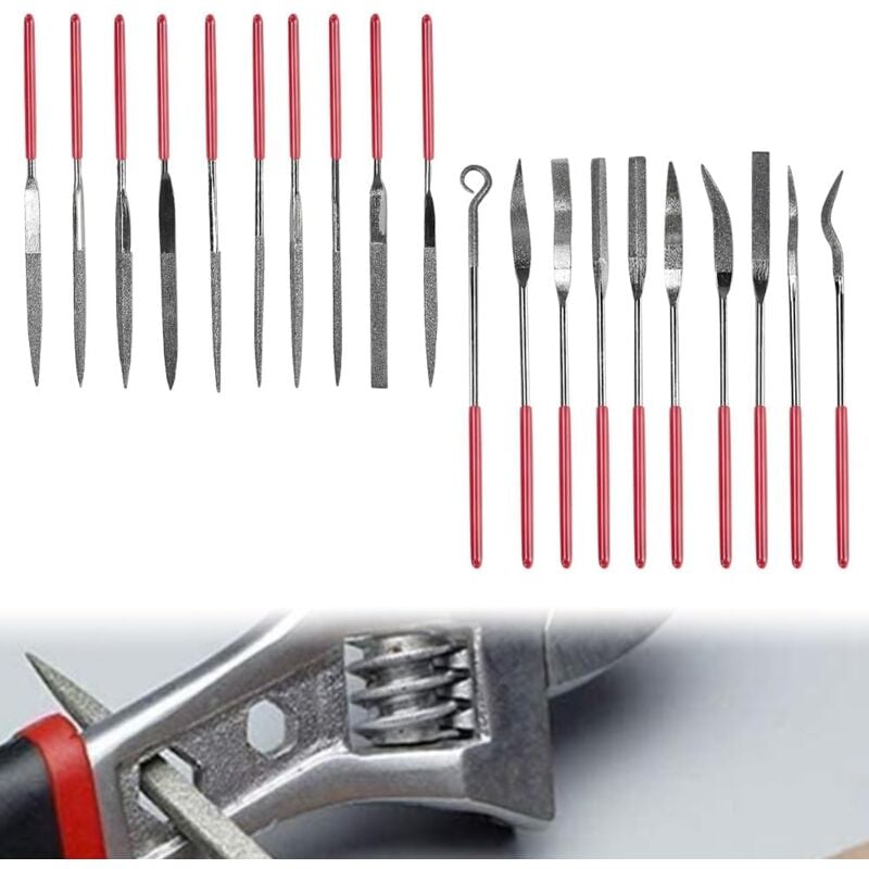 20 PCS Limes à Aiguilles Diamantées, Lime Diamantée Plate, Lime Diamantée Affutage, Lime en Métal