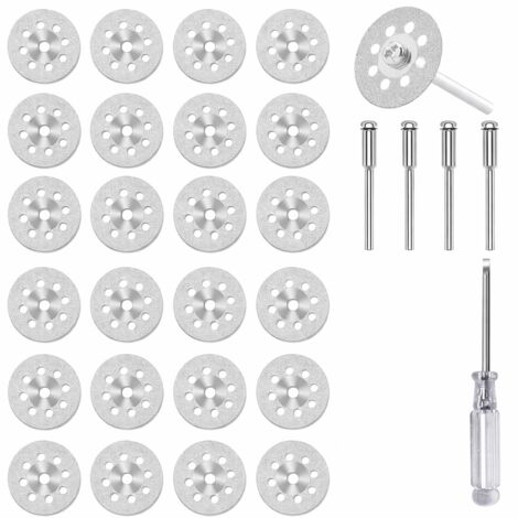 20 Pcs Mini Disques Diamant à Tronçonner pour pour Outil Rotatif Dremel, 20mm Disques à Tronçonner Diamantés avec Tige 3mm pour Coupe Pierre, Verre, Céramique